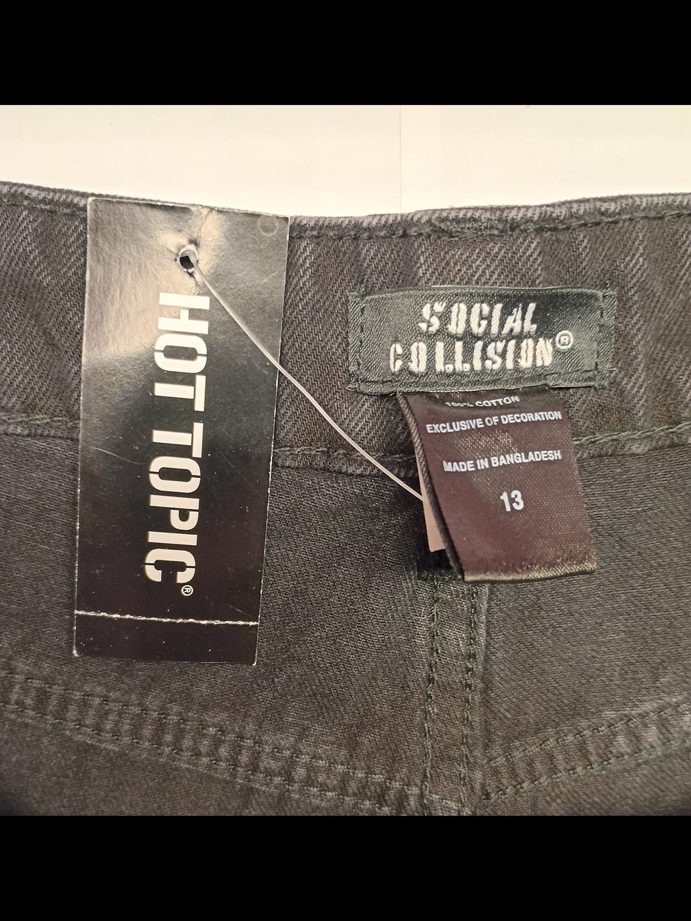 Black Wide Leg Jeans with Silver Chain Charms With Stars - Picture 6 of 7
